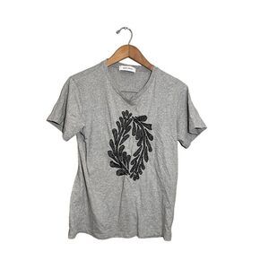 Mauro Grifoni Embroidered Tee Women’s Medium Short Sleeve Top Gray Black Shimmer